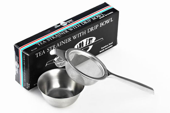 Strainer-stainless w/drip bowl
