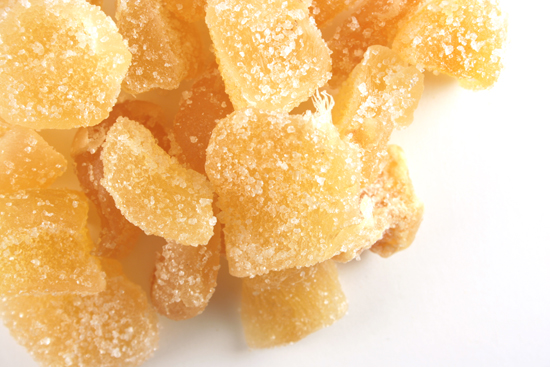 Ginger root, crystallized, pieces