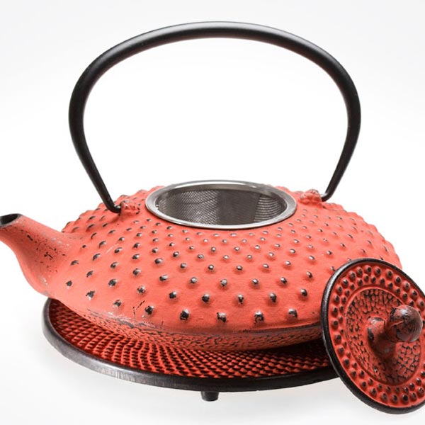 Cast Iron Tea Pot Red From Monterey Bay E Company Cast Iron Teapot With Matching Trivet Red 27 Oz
