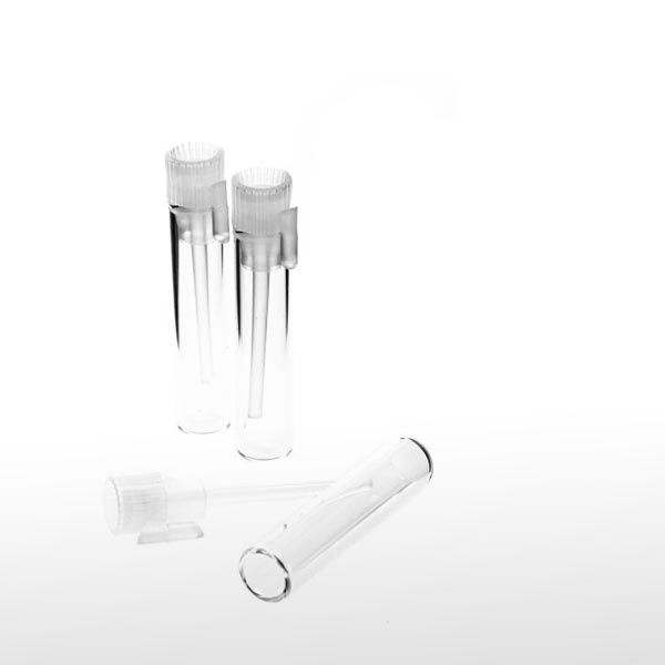 Glass vial with stopper cap and stem 1/5 dram