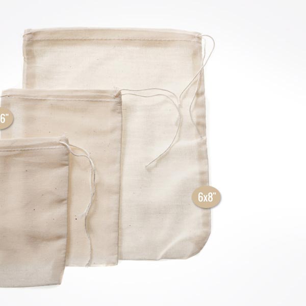 Muslin Herb Bag (3 x 5 in) - Cotton Drawstring