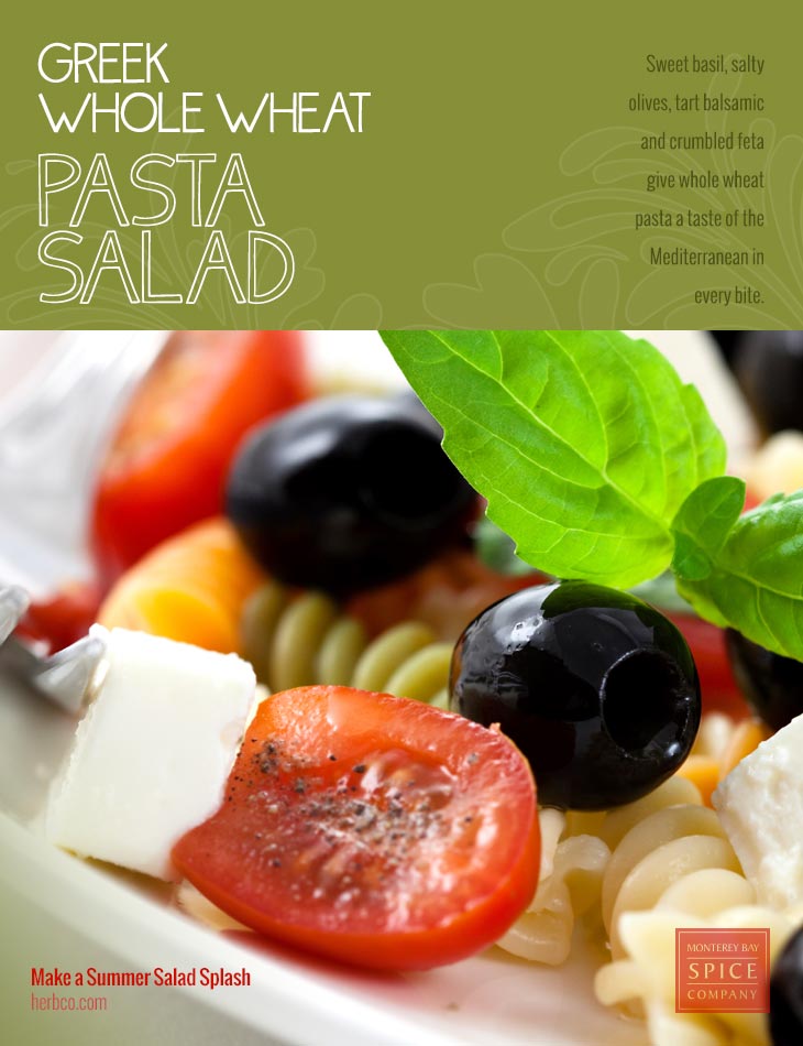 [ Recipe: Greek-Style Whole Wheat Pasta Salad ] ~ from Monterey Bay Herb Co