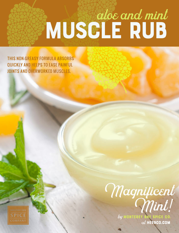 [ Recipe: Aloe and Mint Muscle Rub Recipe ] ~ from Monterey Bay Herb Co