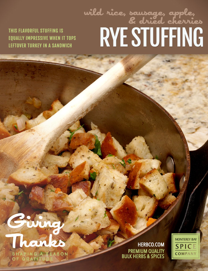 [ Recipe: Rye Stuffing ] ~ from Monterey Bay Herb Co