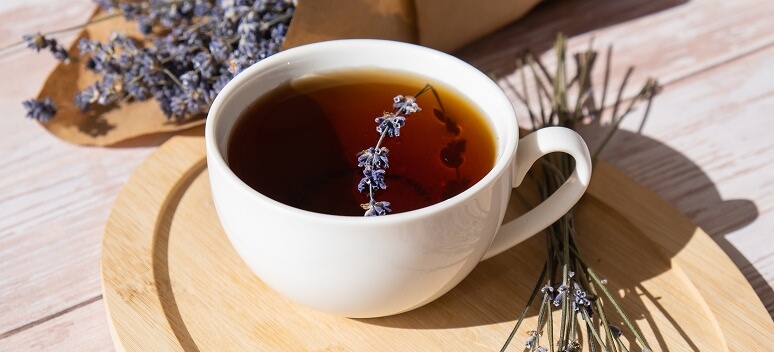 A cup of lavender tea