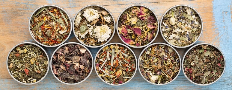 Assorted botanical ingredients for sourcing and blending