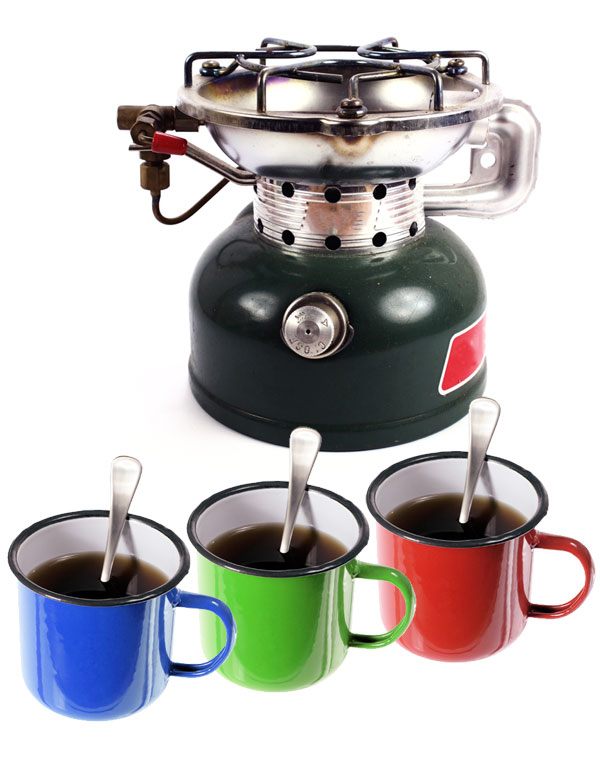 a Coleman cooker and coffee