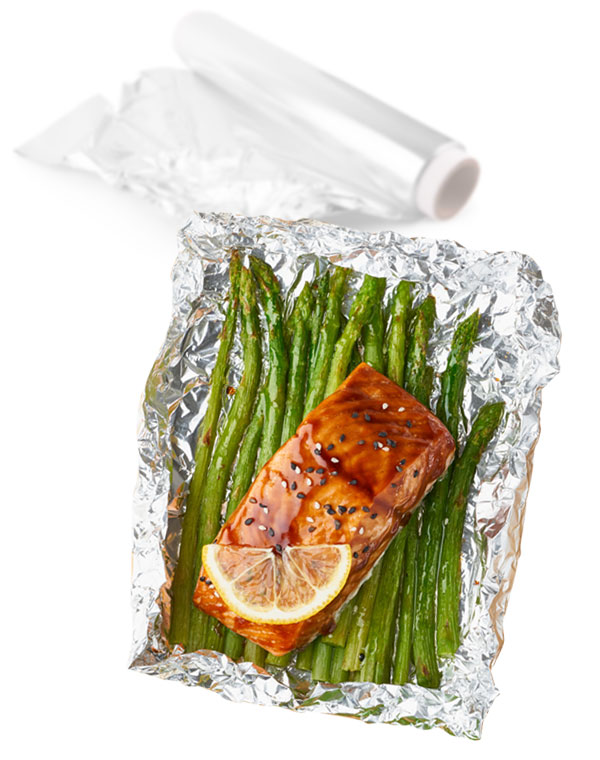 salmon and asparagus in foil