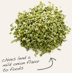[ chives tip: Combine chervil with chives and other seasonings to produce <i>Frankfurter Grüne</i> Sauce.  ~ from Monterey Bay Herb Company ]