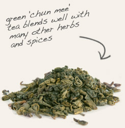 [ tip: Add crystalized ginger to “precious eyebrow tea,” produced in the Jiangxi province of China.  ~ from Monterey Bay Herb Company ]