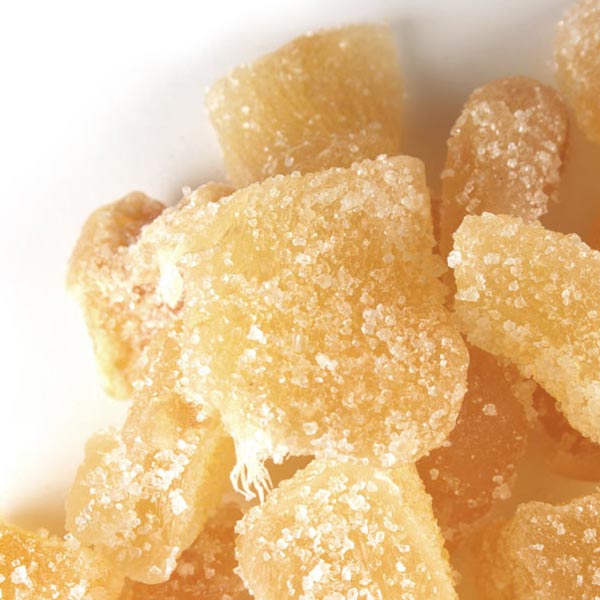 Ginger root, crystallized, pieces