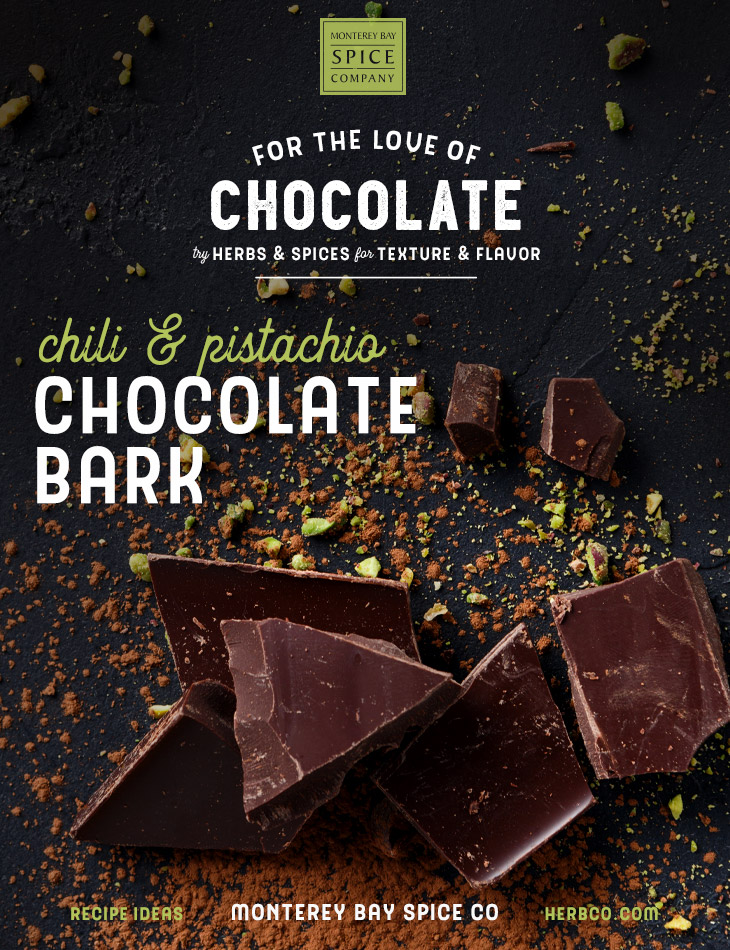 [ Recipe: Chili & Pistachio Bark ] ~ from Monterey Bay Herb Co