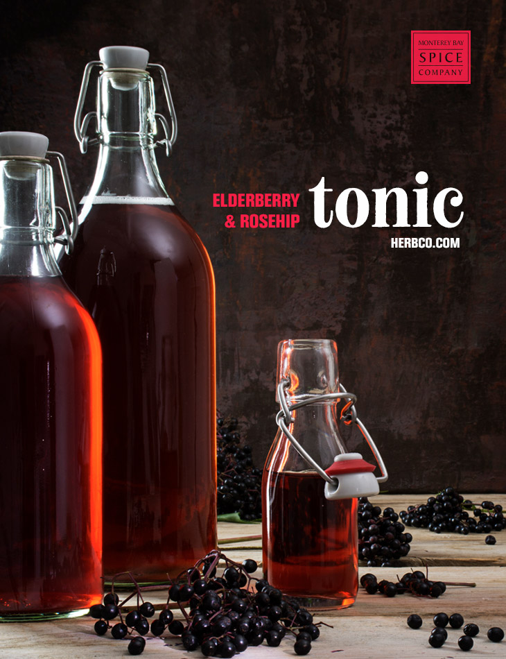 [ Recipe: Elderberry & Rosehips Winter Tonic ] ~ from Monterey Bay Herb Co